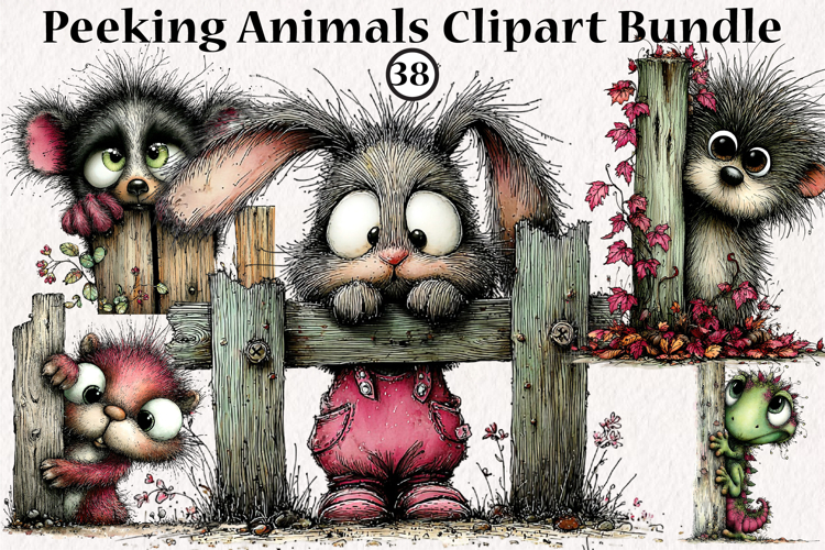 Peeking Animals Clipart Bundle