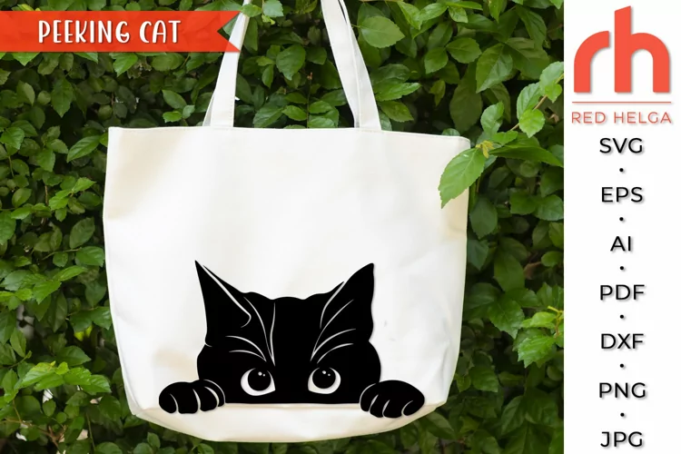 Peeking Cat SVG, Kitten Face Cut File, Cat Silhouette