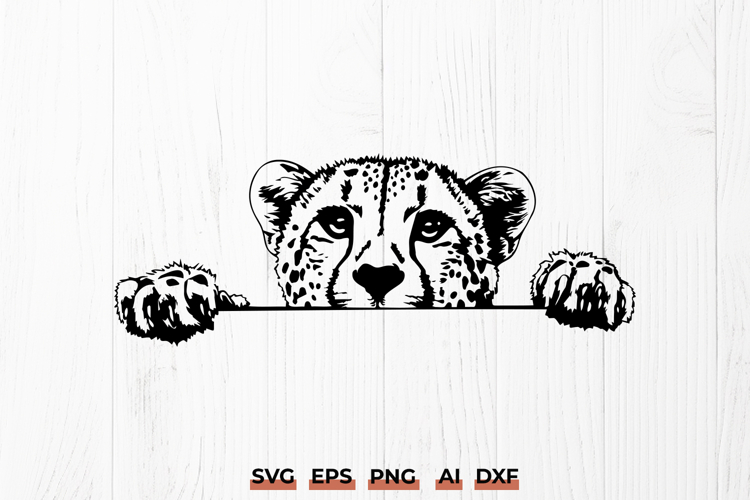 Peeking Cheetah SVG Wild Cat Leopard Outline for Cricut DXF