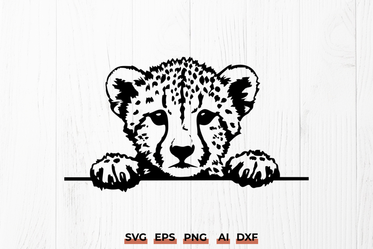 Peeking Baby Cheetah SVG | Safari Animal PNG Cute Clipart