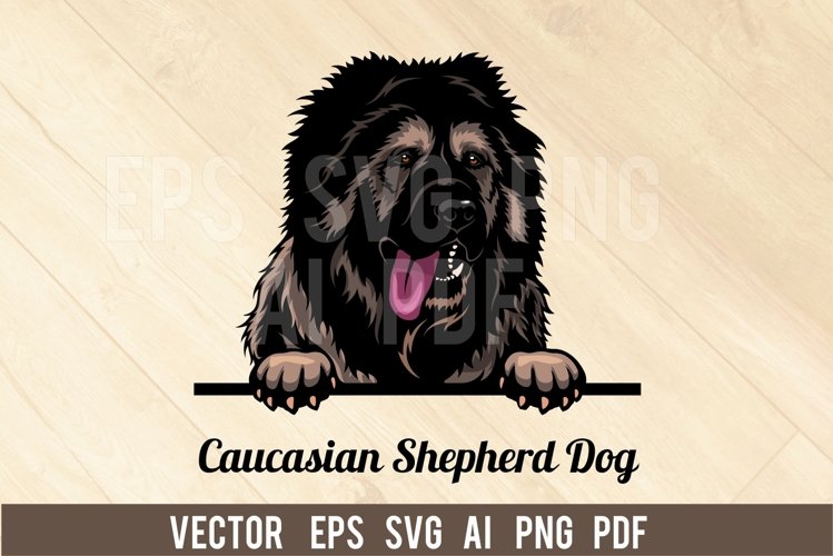 Caucasian Shepherd Dog Peeking Dog, Head dog SVG color Vecto example image 1