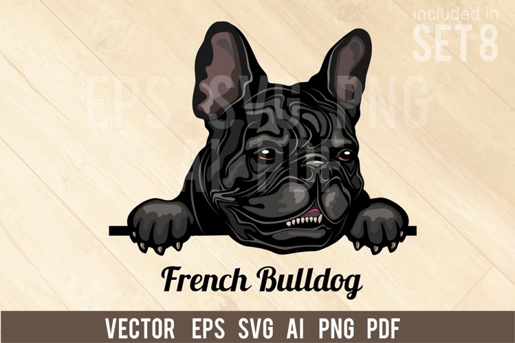French Bulldog - Peeking Dog Colorful, Pet Portrait SVG