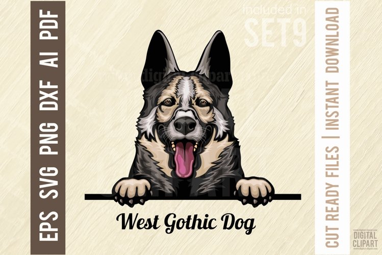 West Gothic Dog - Peeking Dog Colorful, Pet Portrait SVG