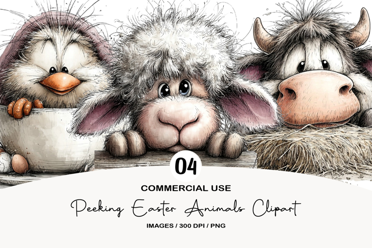Peeking Easter Animals Clipart