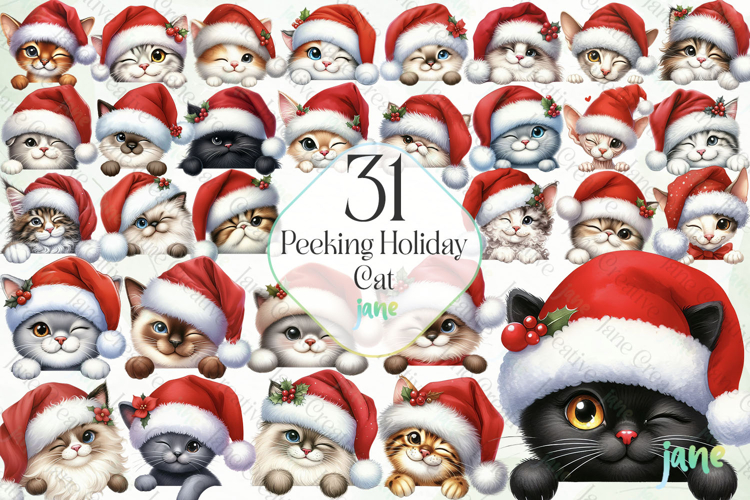 Peeking Holiday Cat Sublimation Bundle