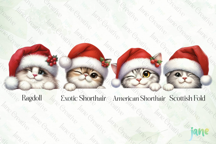 Peeking Holiday Cat Clipart