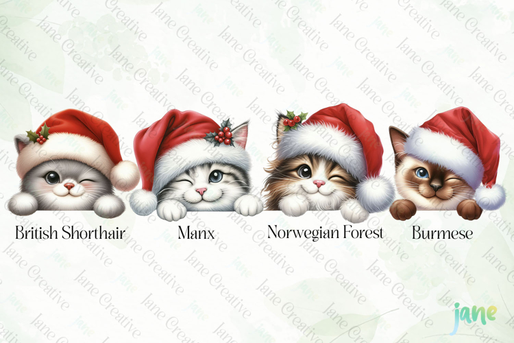 Peeking Holiday Cat Clipart