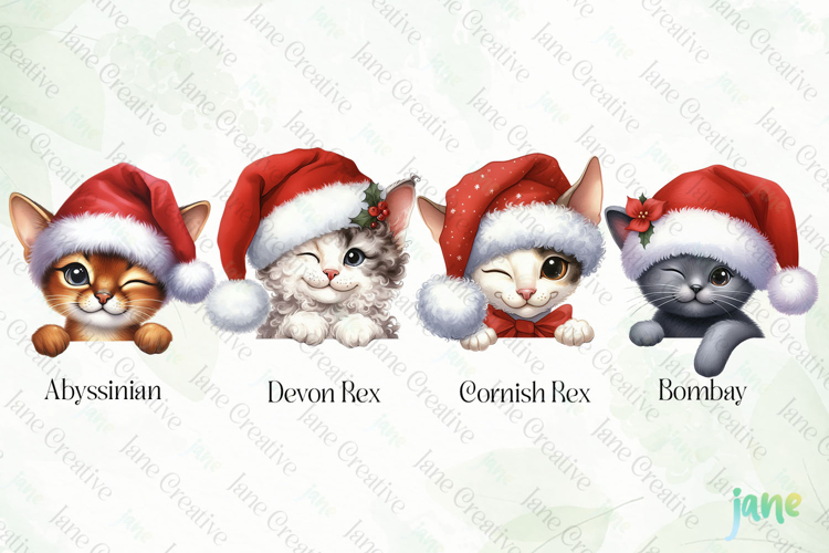 Peeking Holiday Cat Clipart