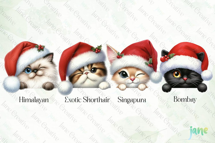 Peeking Holiday Cat Clipart