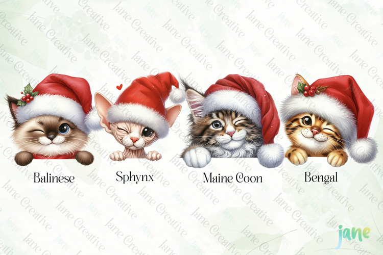 Peeking Holiday Cat Clipart