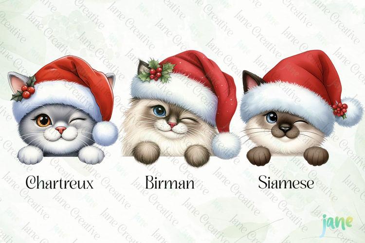 Peeking Holiday Cat Clipart