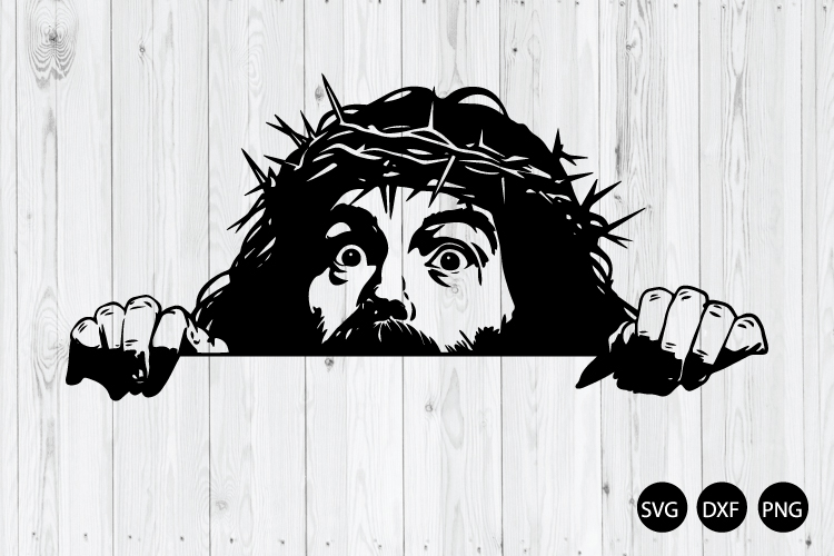 Peeking Jesus SVG, Jesus Christ Cut File, Peeking God SVG