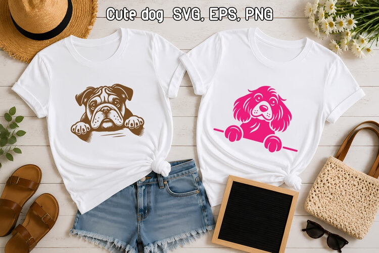 Cute Puppy SVG Design | Peeking Dog SVG example image 1