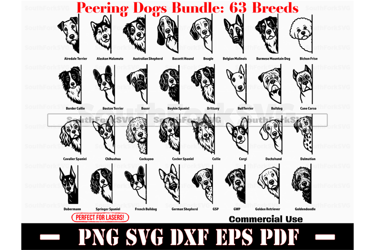 63 Peering Dogs Mega Bundle SVG PNG DXF EPS PDF