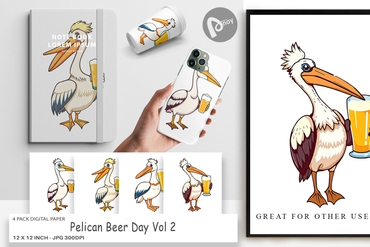 Digital Paper Pelican Beer Day
