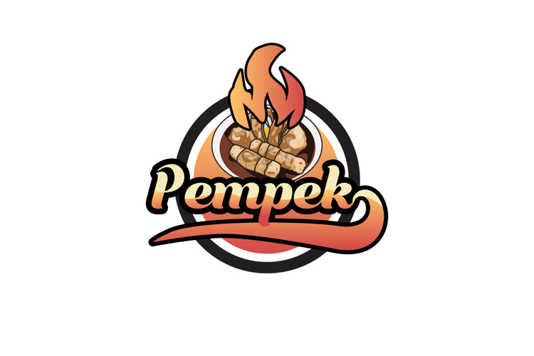 Pempek indonesia food vintage logo template graphic