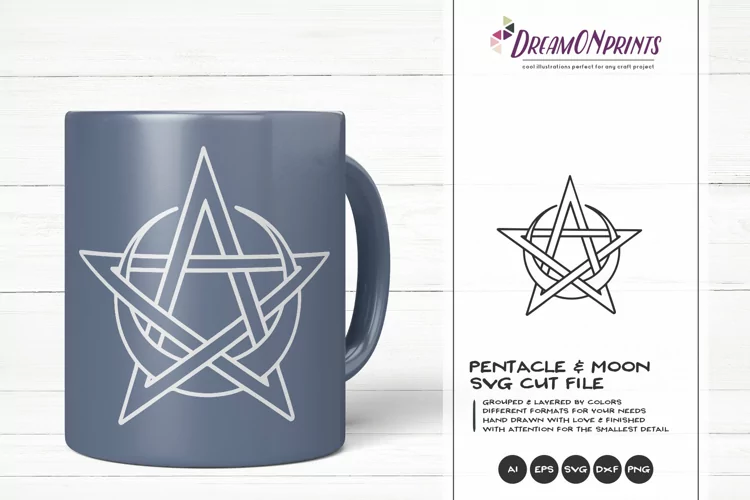 Pentacle SVG | Crescent Moon SVG