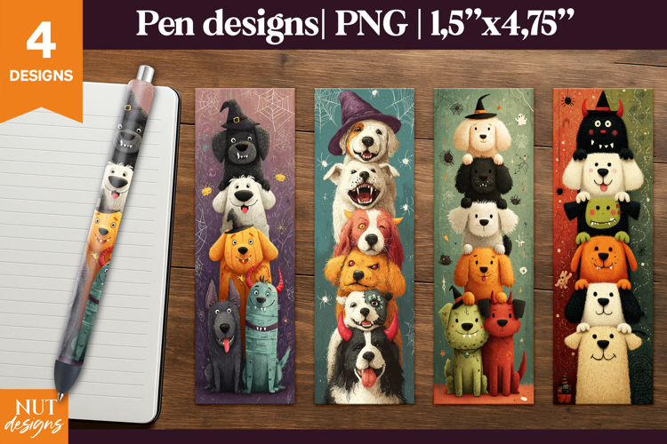 Funny Halloween dog pen designs. Waterslide pen wraps