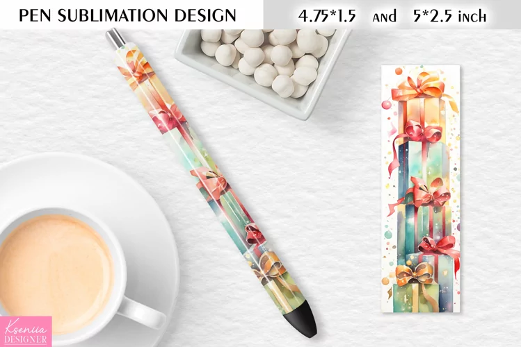 Watercolor Christmas Gift Boxes Pen Sublimation