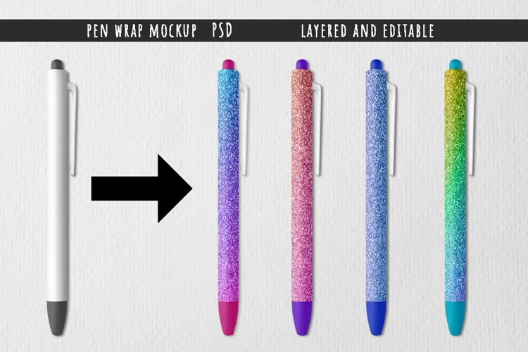 Pen Wrap Mockup. Layered and editable PSD