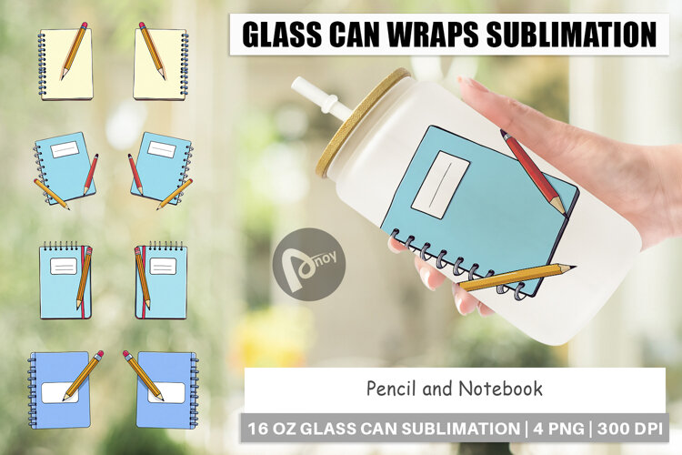 Glass Can Pencil and Notebook example image 1