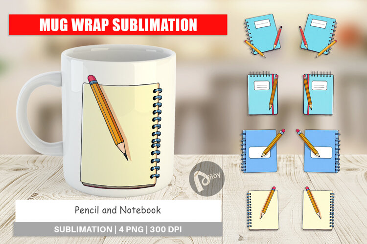 Mug Wrap Pencil and Notebook example image 1