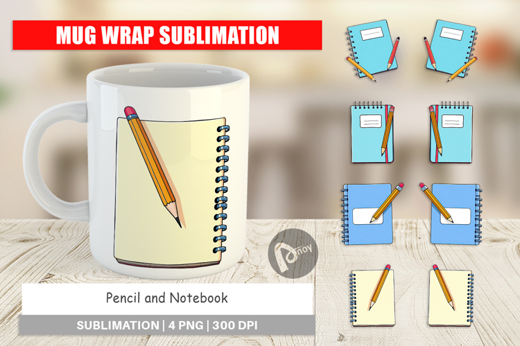 Mug Wrap Pencil and Notebook