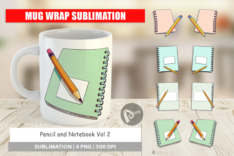 Mug Wrap Pencil and Notebook