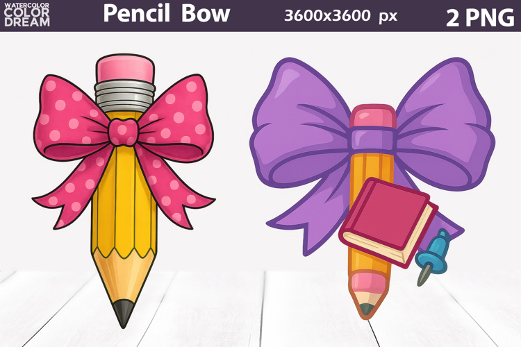 Yellow Pencil Bow Clipart | Teacher Pencil Sublimation