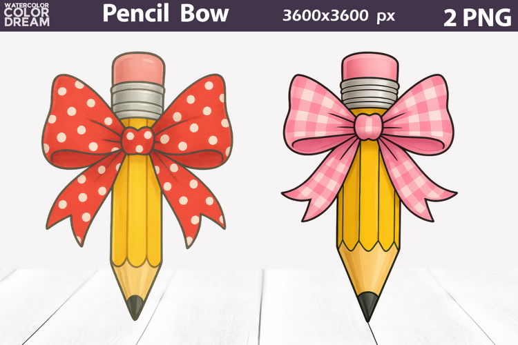Yellow Pencil Bow Clipart | Teacher Pencil Sublimation