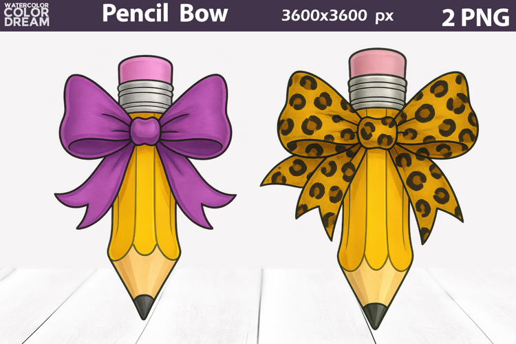 Yellow Pencil Bow Clipart | Teacher Pencil Sublimation