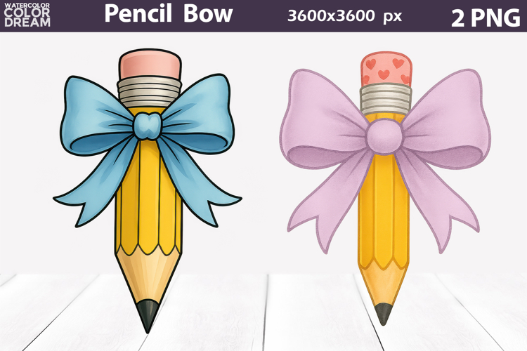 Yellow Pencil Bow Clipart | Teacher Pencil Sublimation