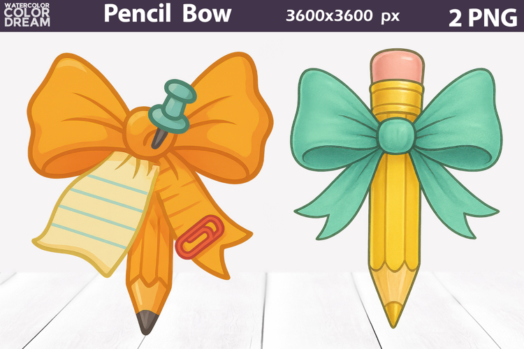 Yellow Pencil Bow Clipart | Teacher Pencil Sublimation