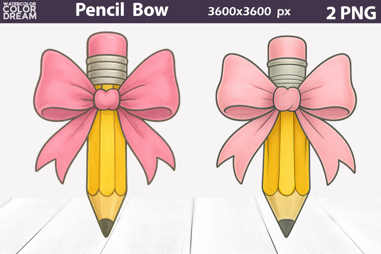Yellow Pencil Bow Clipart | Teacher Pencil Sublimation