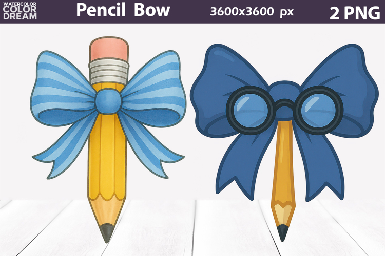Yellow Pencil Bow Clipart | Teacher Pencil Sublimation