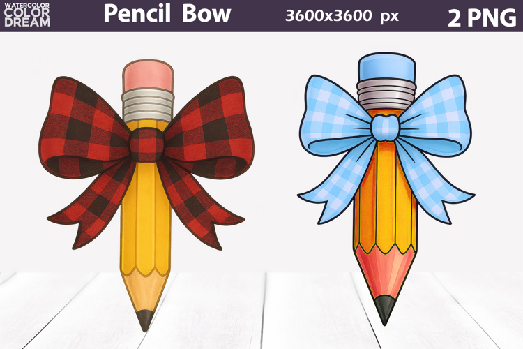 Yellow Pencil Bow Clipart | Teacher Pencil Sublimation