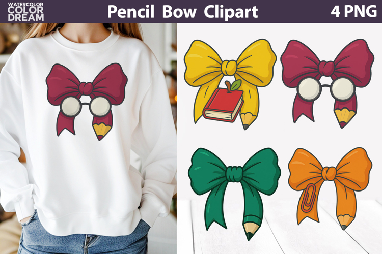 School Bow Clipart Set | Teacher Sublimation Design