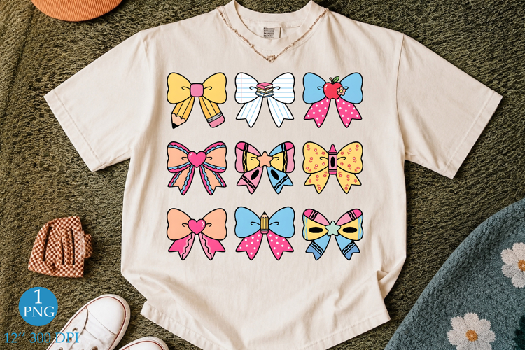 Pencil Bow PNG, Teacher Coquette Bow PNG, Back To School