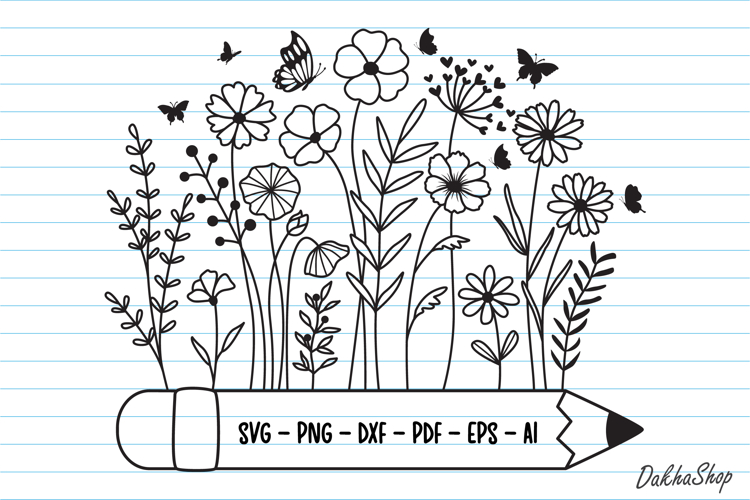 Floral Split Monogram Svg Image 7