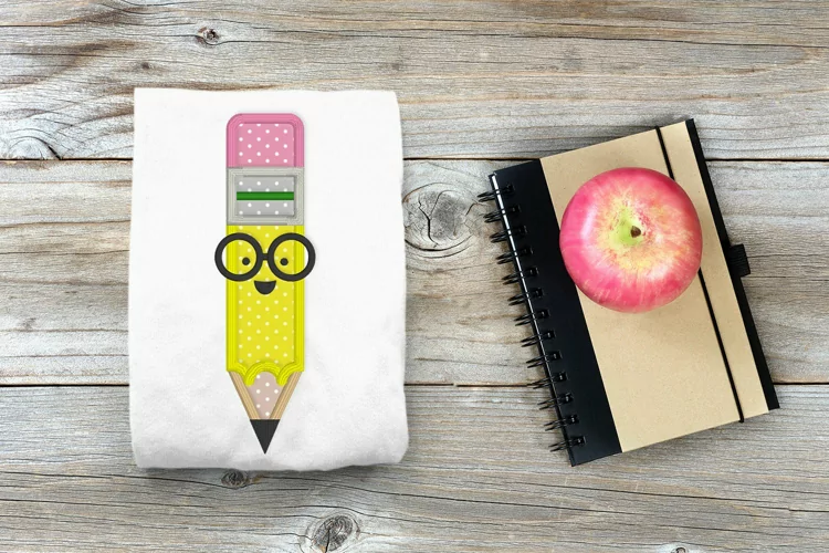 Pencil Nerd Applique Embroidery Design