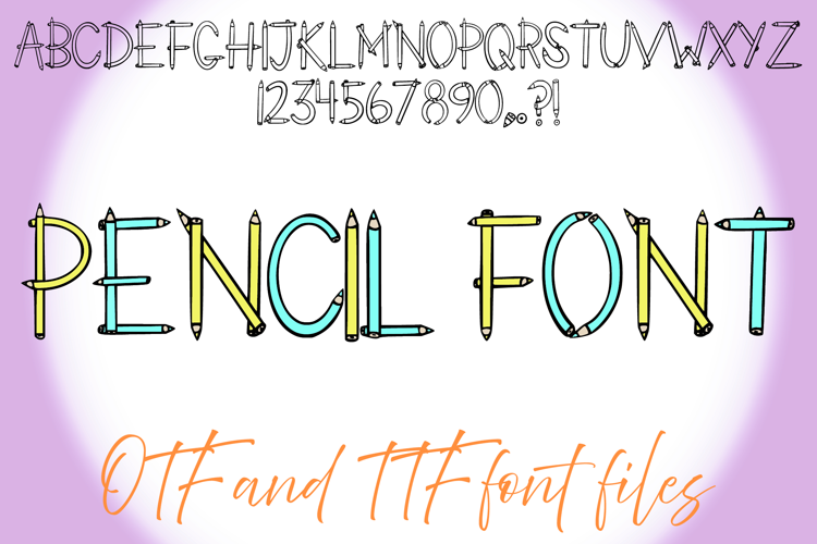 Pencil Pen Typeface Lettering ABC Text Font OTF Illustration