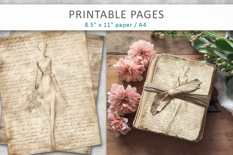 hand drawn sketch vintage paper, scrapbook paper