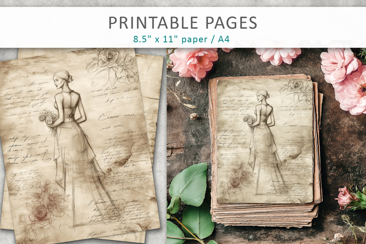 hand drawn sketch vintage paper, aged paper style