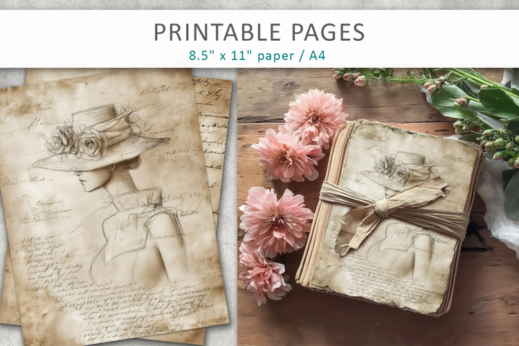 hand drawn sketch vintage paper, aged paper style