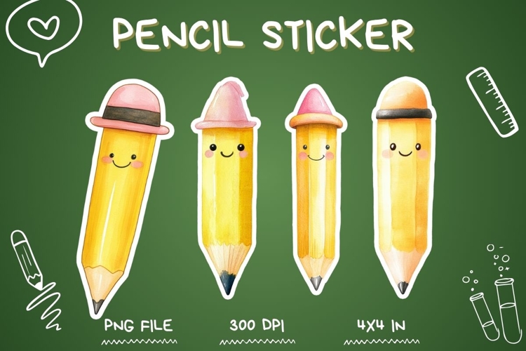 Pencil Sticker Back to School Kids Teacher Sticker Printable
