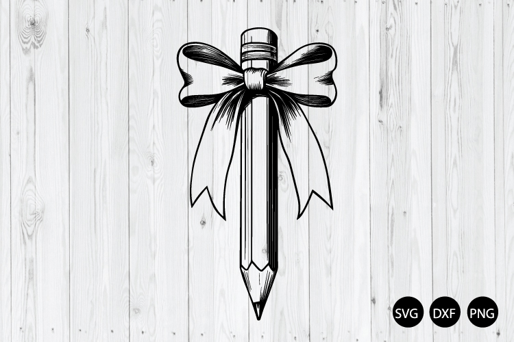 Coquette Pencil Bow SVG, Back To School SVG, Pencil Bow SVG