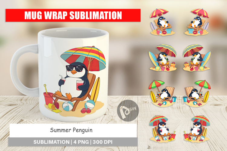 Mug Wrap Summer Penguin