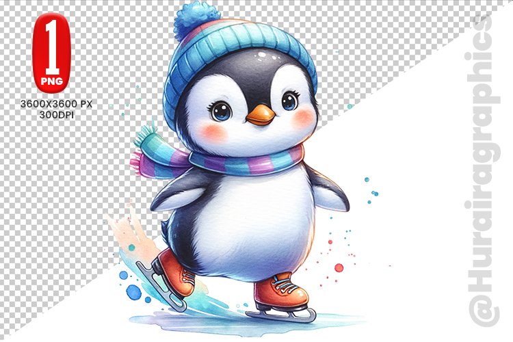 Cute Penguin Clipart - PNG File