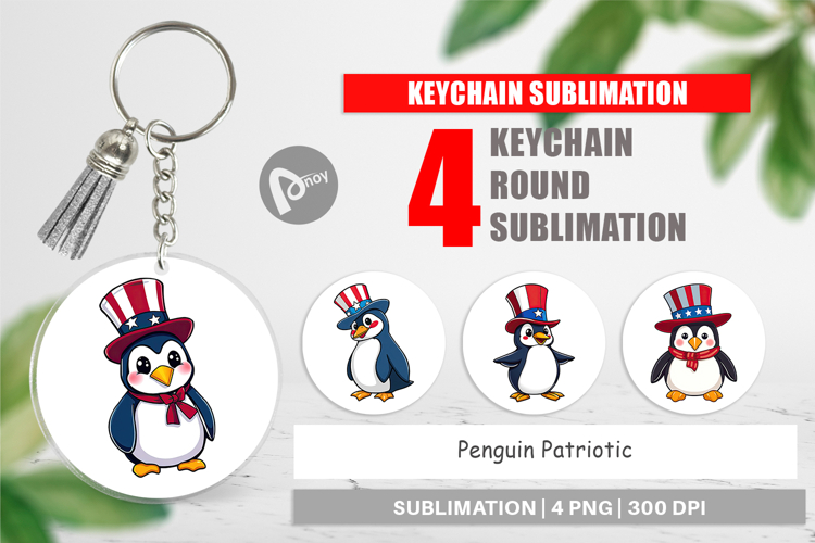 Keychain Penguin Patriotic