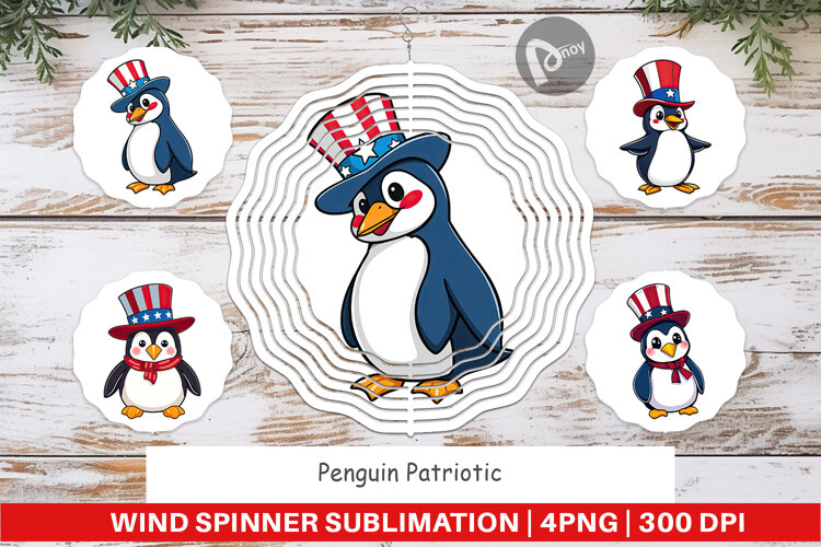 Wind Spinner Penguin Patriotic example image 1